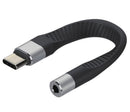 NÖRDIC kort flatkabel 14cm USB-C till 3.5mm ljudadapter DAC USB-C hörluradapter