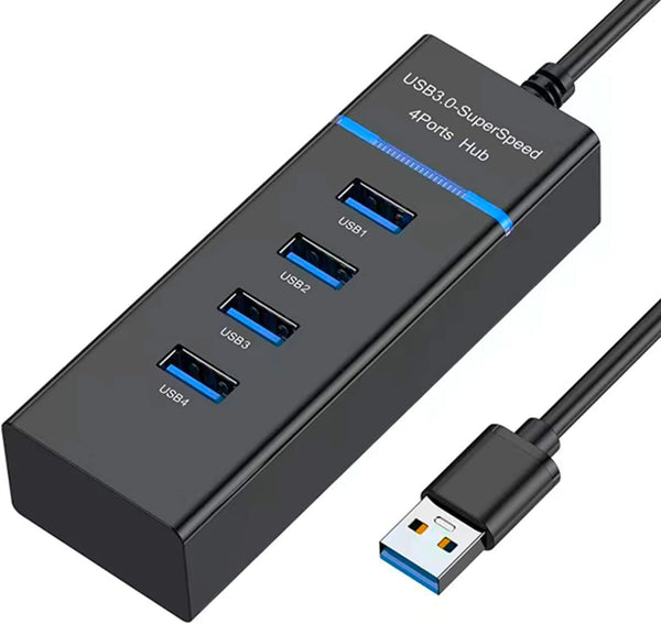 NÖRDIC USB 3.0 4port 5Gbps hubb 25cm kabel svart