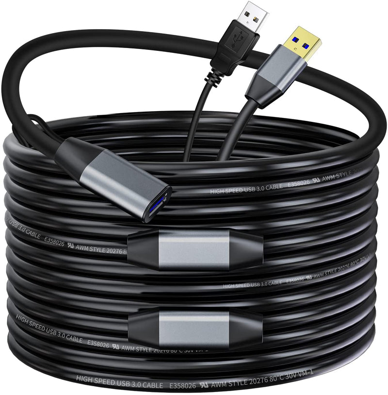 NÖRDIC Aktiv 15m USB3.1 förlängningskabel 5Gbps USB A hane till hona för Xbox, PS5, Oculus, skrivare, scanner, Playstation, VR USB Extension Cable