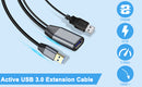 NÖRDIC Aktiv 5m USB3.1 förlängningskabel 5Gbps extension USB A hane till hona för Xbox, PS5, Oculus, skrivare, scanner, Playstation, VR