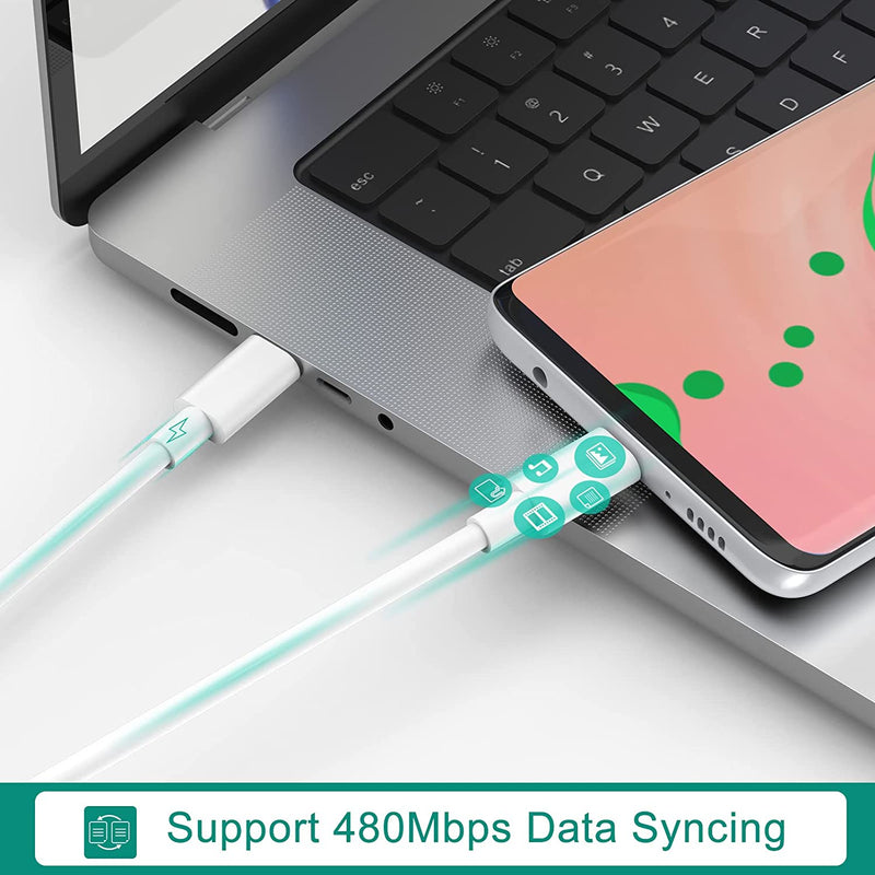 NÖRDIC 1m 5A PD100W 480Mbps USB2.0 USB-C till C kabel snabbladdning vit