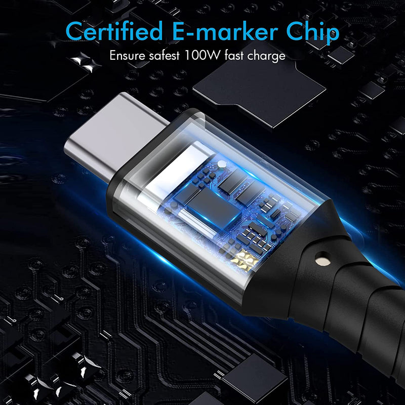 NÖRDIC 1,5m USB3.2 Gen2 SuperSpeed USB 10Gbps USB-C till C nylonflätad kabel med Power Delivery 100W, 4K60Hz video och Emarker
