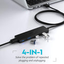 NÖRDIC USB C 3.1 4port 5Gbps hubb 17cm kabel svart