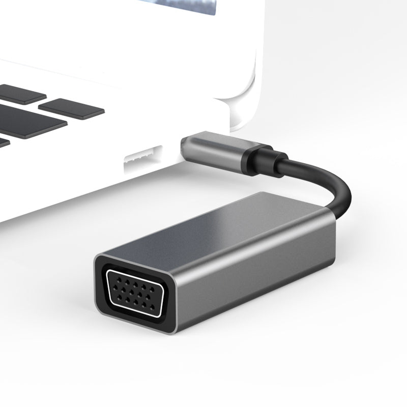 NÖRDIC USBC till VGA adapter 1080P 60Hz 12cm space grey aluminium