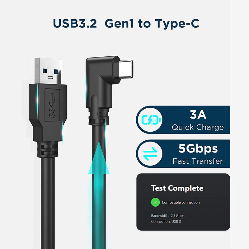 NÖRDIC VR Link kabel 5m USB3.2 Gen1 USB-C till A 5Gbps 3A snabb laddning Oculus Quest 2 Super Speed USB Link Cable