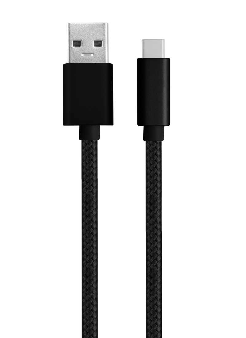 NÖRDIC 2m USB3.2 Gen1 USB-C till A nylonflätad kabel snabbladdning 3A 5Gbps Power Delivery PD 60W svart