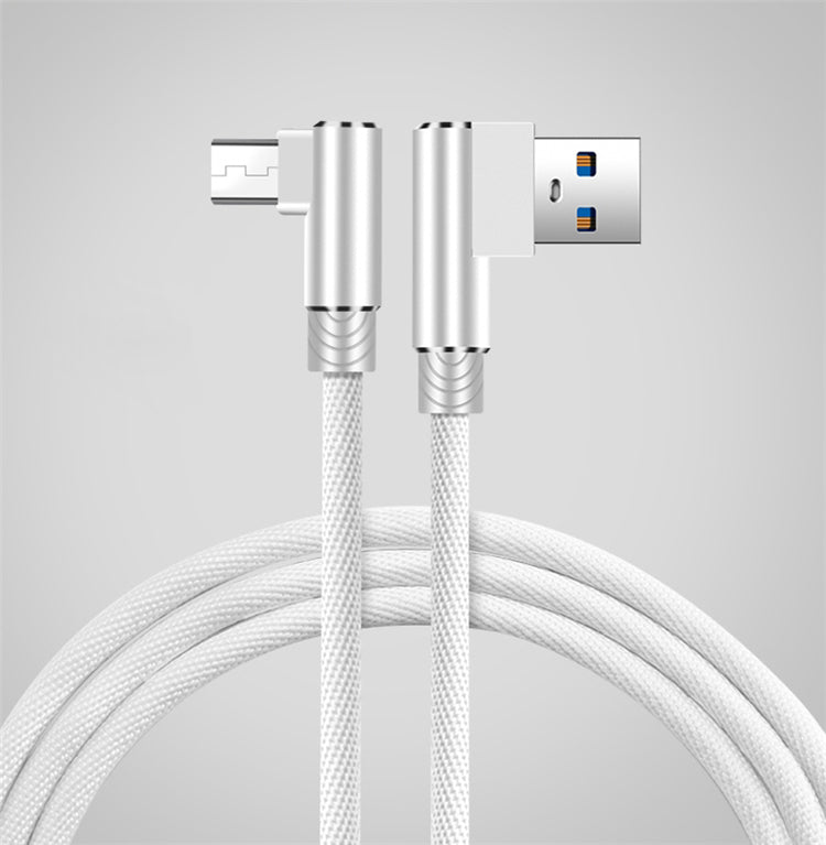 NÖRDIC Vinklad USB C till vinklad USB A kabel för synkning och laddning vit 3m