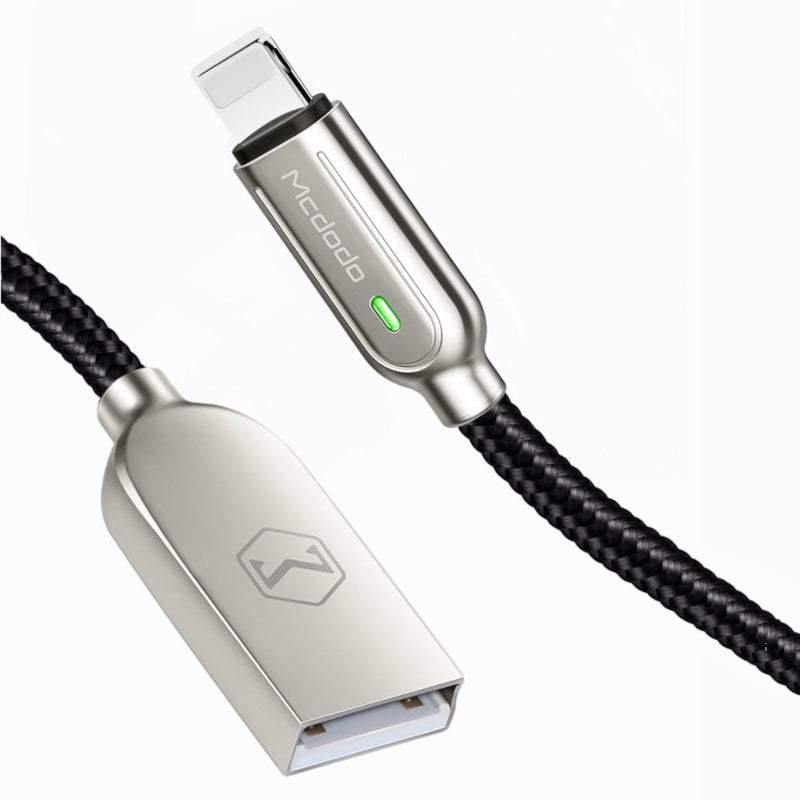 Mcdodo CA-5264 Apple Lightning (Non MFI) till USB A kabel för synkning och snabb laddning, med LED indikator, automatisk laddstop, svart 1,2m