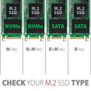 Maiwo K1687S Aluminium M.2 SATA SSD till USB3.2 Gen2 10Gbps USB-C extern Lagringskabinett B-Key och B&M-Key support UASP, TRIM och 6Gbps SATAII