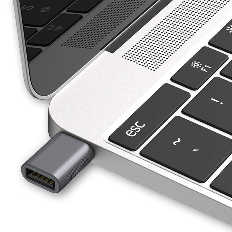 NÖRDIC USB-A 3.1 OTG hona till USB C hane adapter data synk och laddning Aluminium Space Grey