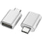 NÖRDIC USB A 3.0 OTG hona till USB C hane adapter aluminium silver OTG USB-C adapter synk och laddning