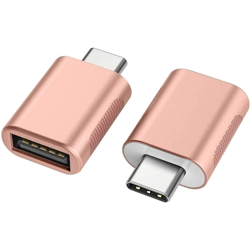 NÖRDIC USB A 3.0 OTG hona till USB C hane adapter Aluminium rose gold OTG USB-C adapter synk och laddning