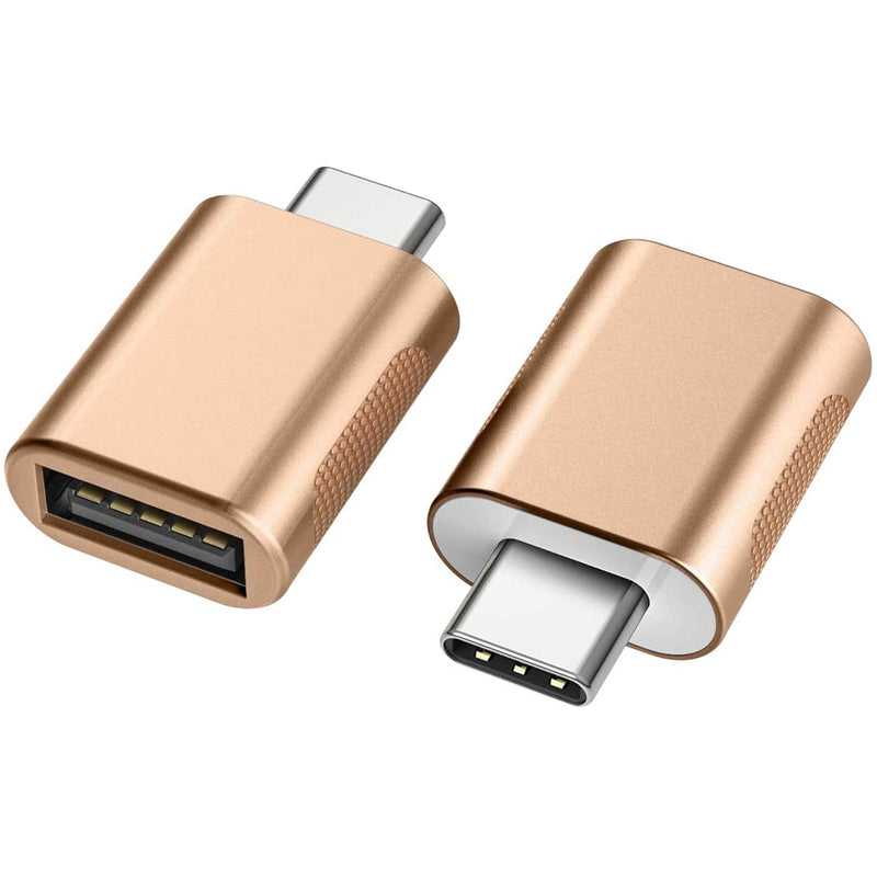 NÖRDIC OTG USB-A 3.1 OTG hona till USB C hane adapter Aluminium gold OTG USB-C adapter synk och laddning