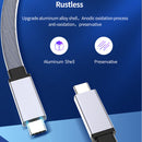 NÖRDIC 50cm Platt USB3.2 Gen2 SuperSpeed USB 10Gbps USB-C till C nylonflätad kabel med Power Delivery 100W, 4K60Hz video och Emarker